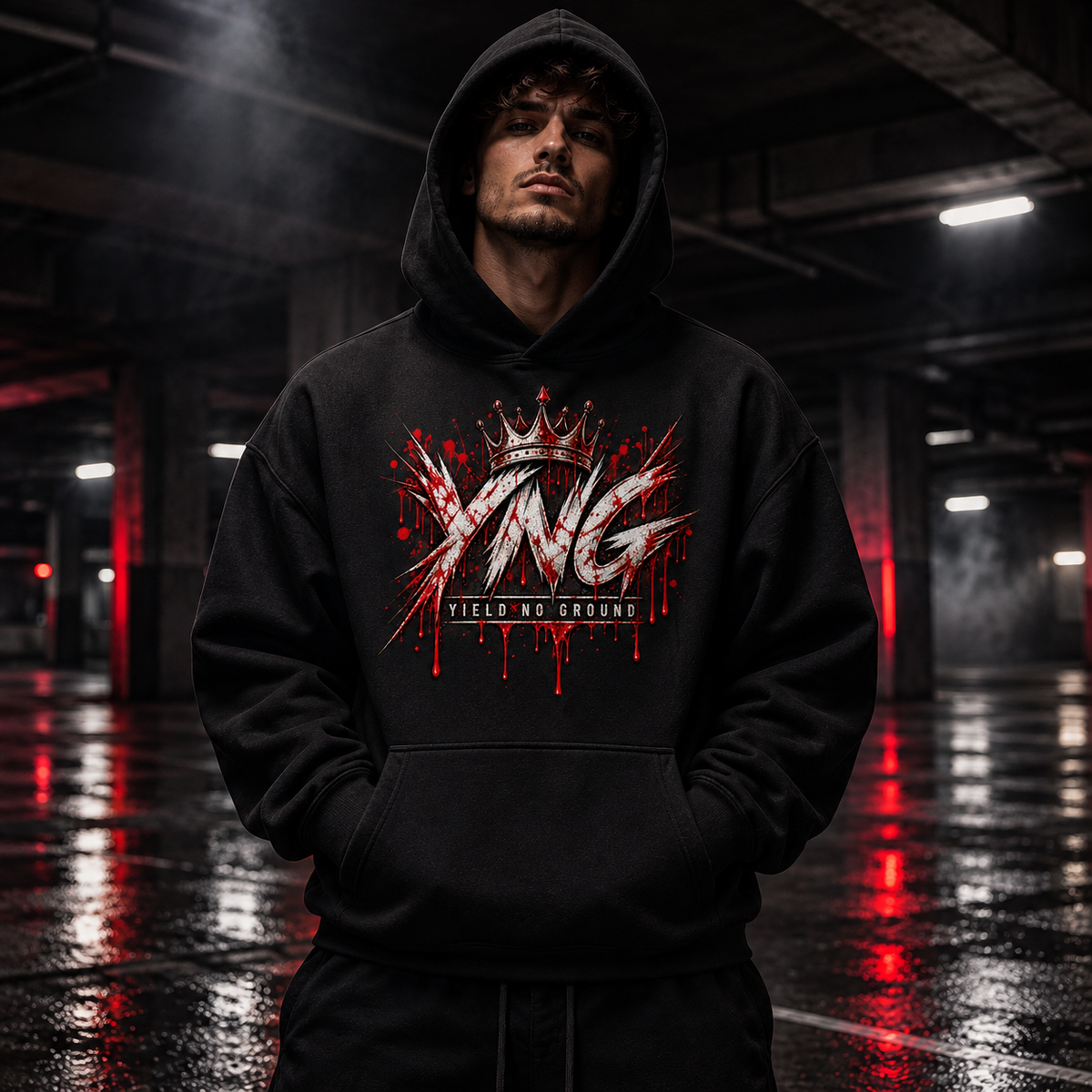 Dead Air black Halloween graphic hoodie by YNG, You'll Fly Too — product view 4